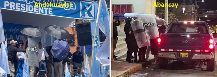 Con huevos y botellas plásticas rechazan a López Aliaga en Apurímac